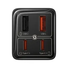 Мережевий зарядний пристрій Baseus GaN6 Pro 65W 2USB+2Type-C + кабель Baseus Type-C to Type-C 100W 20V/5A 1м Чорний