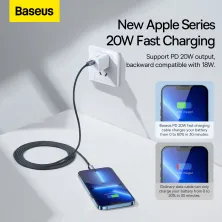 Кабель Baseus Crystal Shine Series Fast Charging Data Cable Type-C to Lightning PD 20W 2m Чорний