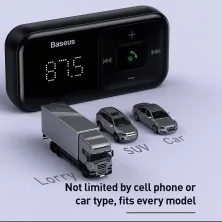 AUX/FM-трансмиттер Baseus S-16 MP3 VAW авто адаптер ресивер магнитолы 2USB 3.1A Черный