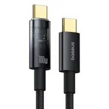 Кабель Baseus Explorer Series Auto Power-Off Fast Charging Data Cable Type-C to Type-C 100W 20V 5A 1m Черный