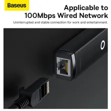 USB Переходник Baseus Lite Series Ethernet 100 Mbps Type-A to RJ45 Чорний