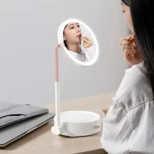 Макияжное косметическое зеркало с подсветкой Baseus Smart Beauty Series Lighted Makeup Mirror with Storage Box c ящиком для хранения Белый