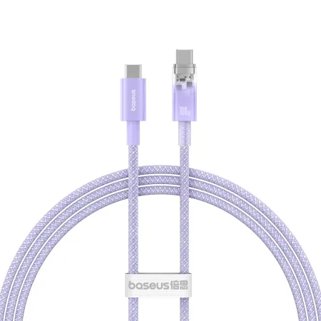 Кабель Baseus Explorer Series with Smart Temperature Control Fast Charging Data Cable Type-C to Type-C 100W 20V 5A 1m Фіолетовий