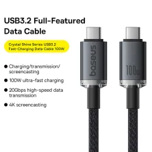 Кабель Baseus Crystal Shine USB3.2 Full Featured Fast Charging Data Cable Type-C to Type-C 100W 4K@60Hz 20Gbps 1.5m Чорний