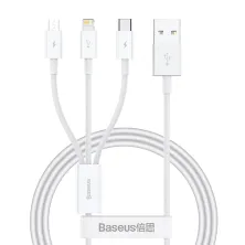 Кабель Baseus Superior Series 3-in-1 Fast Charging Data Cable USB to Lightning+Type-C+MicroUSB 3.5А 1m Белый