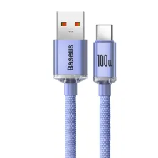 Кабель Baseus Crystal Shine Series Fast Charging Data Cable USB to Type-C 100W 20V 5A 2m Фіолетовий