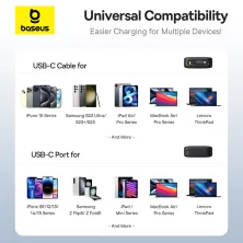 УМБ Baseus Free2Pull with Retractable Cable 20000mAh 65W с технологией QC3.0+PD3.0 и Type-C кабелем 60W Черный