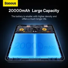УМБ Baseus Blade Power Digital Display HD Edition 20000mAh 100W 6A с технологией QC3.0+PD3.0 + кабель Type-C to Type-C 100W 20V/5A 1м Черный