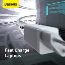 Мережевий зарядний пристрій Baseus GaN Mini PD3.0 45W 2Type-C 3A + кабель Baseus Type-C to Type-C 60W 20V/3A 1м Білий