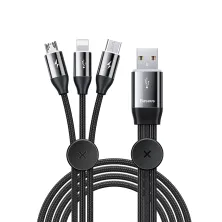 Кабель Baseus Car Co-sharing Cable 3-in-1 Fast Charging Data Cable USB to Lightning+Type-C+MicroUSB 3.5А 1m Черный