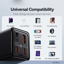 Мережевий зарядний пристрій Baseus GaN6 Pro 65W 2USB+2Type-C + кабель Baseus Type-C to Type-C 100W 20V/5A 1м Чорний