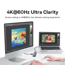 USB-хаб Baseus 6in1 UltraJoy 6-Port Type-C HUB Adapter Type-C to USB3.0*3, Type-C(PD)*1, 4KHDMI, RJ45 Сірий