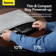 УМБ Baseus Blade Power Digital Display HD Edition 20000mAh 100W 6A с технологией QC3.0+PD3.0 + кабель Type-C to Type-C 100W 20V/5A 1м Черный