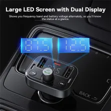 FM-трансмиттер Baseus S-09 Pro T-Typed FM Launcher MP3 Car Charger 2USB+Type-C 3.4A Черный