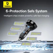 Автомобільний зарядний пристрій Baseus Multi-Port Fast Charge Car Charger 152.5W USB+2Type-C + Кабель Type-C to Type-C 100W 1м Чорний