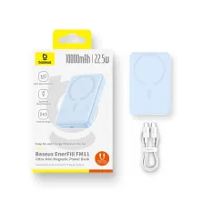 УМБ Baseus EnerFill FM11 Ultra-Mini Magnetic 2in1 10000mAh 22.5W 3A QC3.0+PD3.0 з Бездротовою зарядкою Qi 15W Блакитний