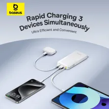 УМБ Baseus Bipow 2 with USB-C Cable 10000mAh 20W с технологией QC3.0+PD3.0 и Type-C кабелем 20W Белый