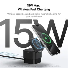 Бездротовий зарядний пристрій Baseus MagPro Series 2-in-1 Magnetic з функцією MagSafe і Qi2 20W та вбудованим кабелем Type-C Чорний