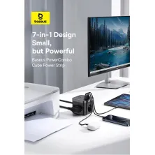 Мережевий зарядний пристрій Baseus PowerCombo Cube PowerStrip 30W 3AC+2USB+2Type-C 3A Чорний