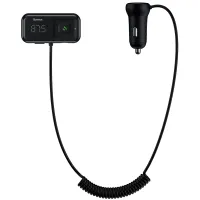 AUX/FM-трансмиттер Baseus S-16 MP3 VAW авто адаптер ресивер магнитолы 2USB 3.1A Черный
