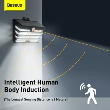 Светильник фасадный Baseus Solar Energy 5.1Вт 260Lm на солнечной батарее 1800mAh с датчиком движения Черный