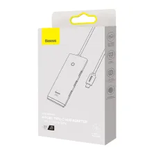 USB-хаб Baseus 4in1 Lite Series 4-Port Type-C HUB Adapter Type-C to USB3.0*4 кабель 0.25м Черный
