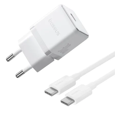 Сетевое зарядное устройство Baseus Palm Fast Charger 1C PD3.0 30W Type-C 3A  + Кабель Type-C to Type-C 60W 20V/3A 1м Белый