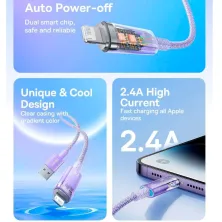 Кабель Baseus Explorer Series with Smart Temperature Control Fast Charging Data Cable USB to Lightning 2.4A 1m Фиолетовый