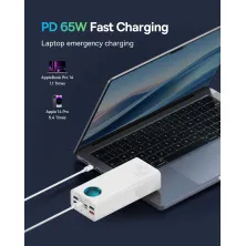 УМБ Baseus Amblight 26800mAh 65W 6A з технологією QC3.0+PD3.0 4USB+Type-C+ кабель Type-C to Type-C 100W 20V/5A 1м Білий