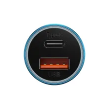Автомобильное зарядное устройство Baseus Golden Contactor Max Dual Fast Charger Car Charger 60W USB+Type-C Голубой