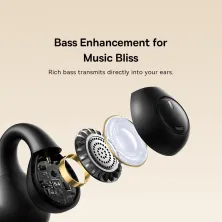 Беспроводные наушники открытого типа Baseus Bass 15 Clip Open-Ear Wireless TWS Earbuds Черный
