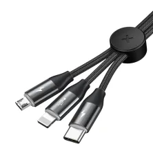 Кабель Baseus Car Co-sharing Cable 3-in-1 Fast Charging Data Cable USB to Lightning+Type-C+MicroUSB 3.5А 1m Черный