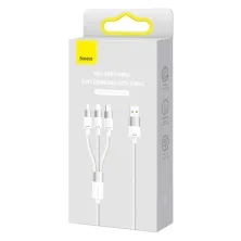 Кабель Baseus StarSpeed 3-in-1 Fast Charging Data Cable USB to Lightning+Type-C+MicroUSB 3.5А 1.2m Білий