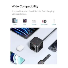 Мережевий зарядний пристрій Baseus PowerCombo Cube PowerStrip 30W 3AC+2USB+2Type-C 3A Чорний