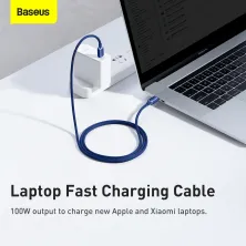 Кабель Baseus Crystal Shine Series Fast Charging Data Cable Type-C to Type-C 100W 20V 5A 1.2m Синий
