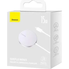 Бездротовий зарядний пристрій Baseus Simple Mini3 Magnetic з функцією MagSafe і Qi 15W Сріблястий