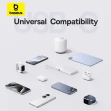 УМБ Baseus Bipow 2 with USB-C Cable 10000mAh 20W с технологией QC3.0+PD3.0 и Type-C кабелем 20W Белый