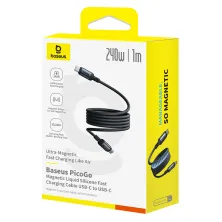 Кабель Baseus PicoGo Magnetic Liquid Silicone Series Fast Charging Data Cable Type-C to Type-C 240W 1m Чорний