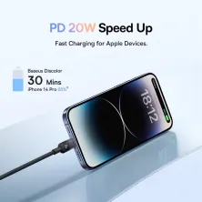 Кабель Baseus Discolor Series Fast Charging Data Cable Type-C to Lightning PD 20W 1m Чорний