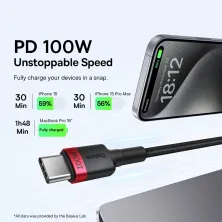 Кабель Baseus Cafule Flash Charging Data Line Cable Type-C to Type-C PD 2.0 QC 3.0 100W 20V 5A 1m Набор 2 шт Черный