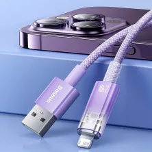 Кабель Baseus Explorer Series with Smart Temperature Control Fast Charging Data Cable USB to Lightning 2.4A 1m Фиолетовый