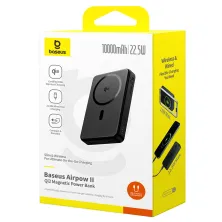 УМБ Baseus Airpow 2 Qi2 Magnetic 10000mAh 22.5W QC3.0+PD3.0 с функцией MagSafe и Qi2 15W Чорний
