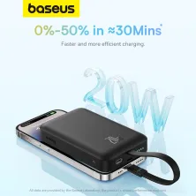 УМБ Baseus Magnetic Mini Wireless Fast Charge 10000mAh 20W 2.4A QC3.0+PD3.0 з функцією MagSafe та Qi 15W і iP 20W кабелем Чорний