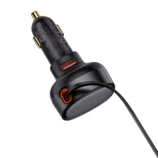 Автомобильное зарядное устройство Baseus Enjoyment Pro Retractable 55W USB и c встроенным кабелем Lightning  0.70м Черный