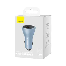 Автомобильное зарядное устройство Baseus Golden Contactor Pro Triple Fast Charger Car Charger 65W USB+2Type-C Голубой