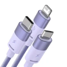 Кабель Baseus StarSpeed 3-in-1 Fast Charging Data Cable USB to Lightning+Type-C+MicroUSB 3.5А 1.2m Фіолетовий