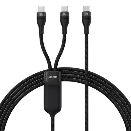 Кабель Baseus Flash Series 2 2-in-1 Fast Charging Data Cable Type-C to Type-C+Type-C 100W 1.5m Чорний