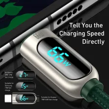 Кабель Baseus Display Series Fast Charging Data Cable USB to Type-C 66W 11V 6A 2m Зелений