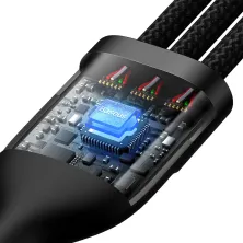 Кабель Baseus Flash Series 2 3-in-1 Fast Charging Data Cable USB to Lightning+Type-C+MicroUSB 100W 1.2m Чорний