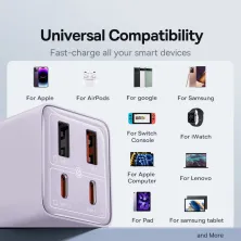 Мережевий зарядний пристрій Baseus GaN6 Pro 65W 2USB+2Type-C + кабель Baseus Type-C to Type-C 100W 20V/5A 1м Фіолетовий